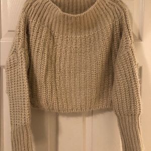 Tan off the shoulder sweater